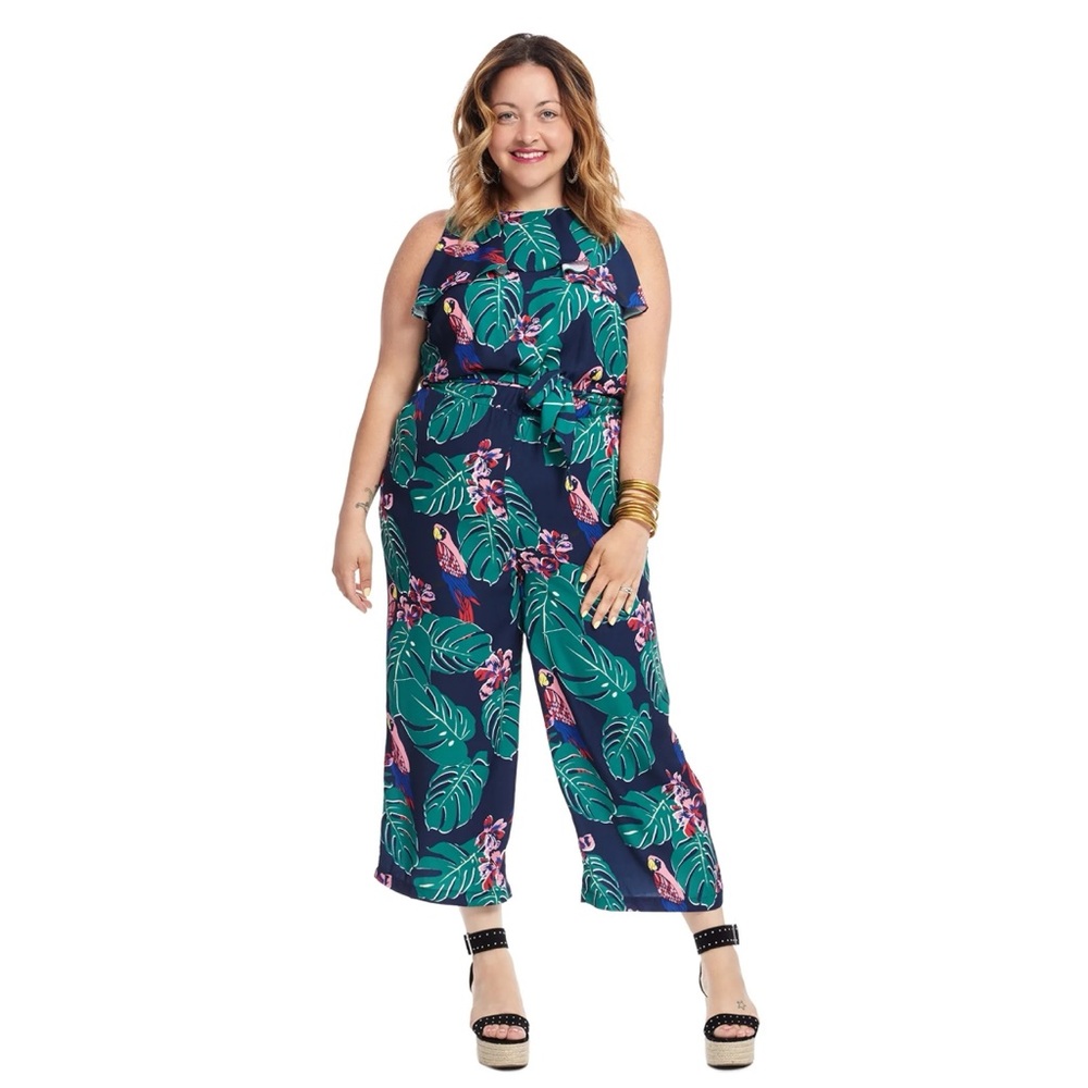 Draper James x Eloquii Parrot Print Jumpsuit Plus Size Sleeveless Tropical Sz 18